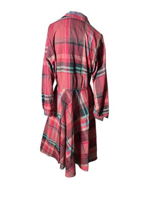 Vintage 80's red plaid shirt dress L EJM