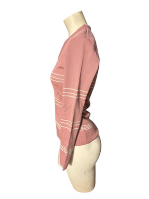 Vintage 70's pink polyester knit striped top S
