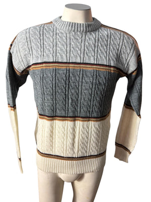 Vintage 70's men's brown striped sweater M Campus