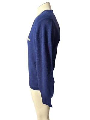 Vintage 70's men's blue v neck sweater M The Fox