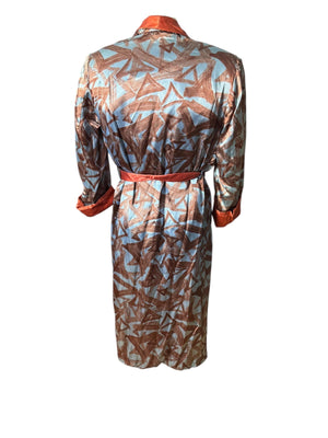 Vintage men's 60's smoking jacket robe rust satin