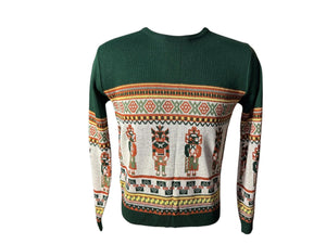 Vintage 70's men's green tribal sweater M McGregor