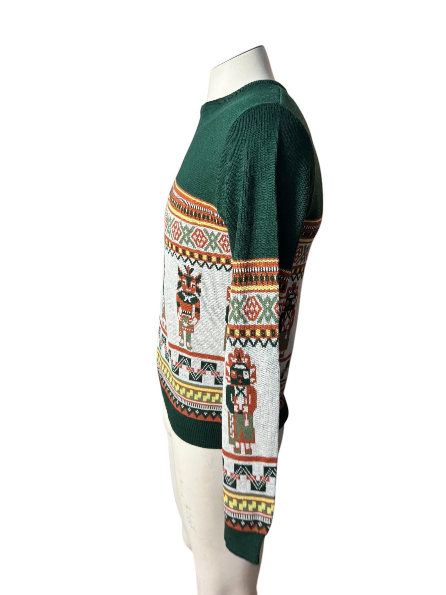 Vintage 70's men's green tribal sweater M McGregor