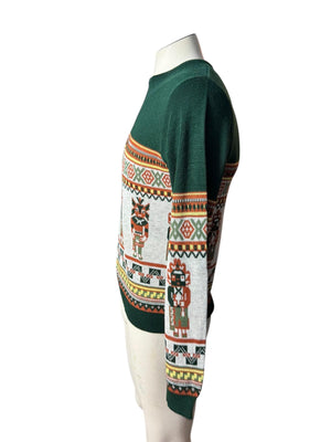 Vintage 70's men's green tribal sweater M McGregor