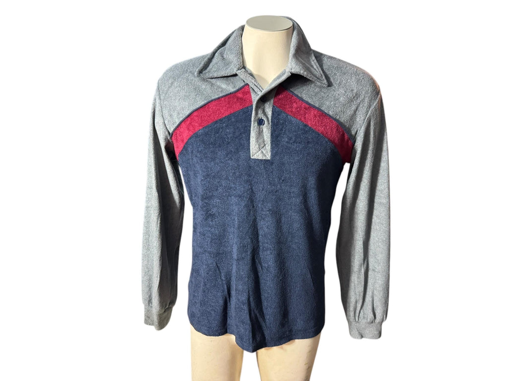Vintage 70's men's blue terry shirt M Kennington