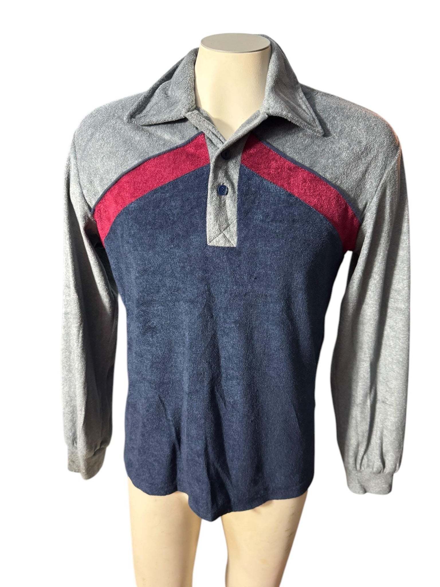Vintage 70's men's blue terry shirt M Kennington
