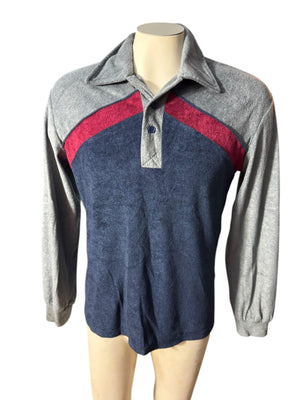 Vintage 70's men's blue terry shirt M Kennington