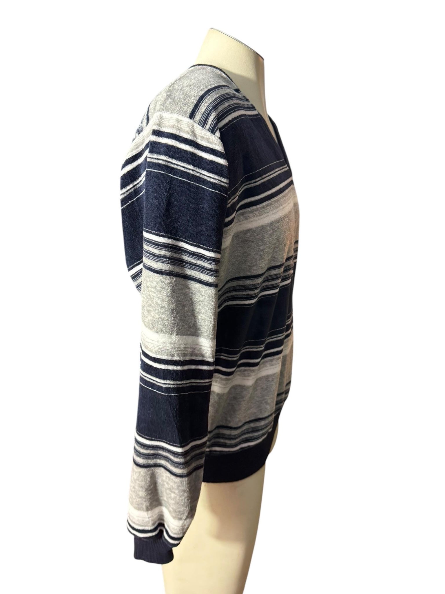 Vintage 70's men's blue gray striped terry L Campus
