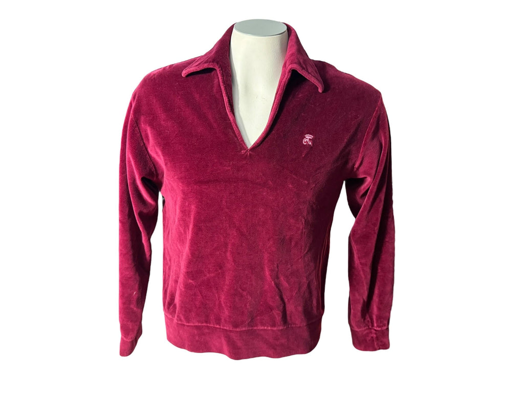 Vintage 70's men's maroon terry shirt M Countess Mara