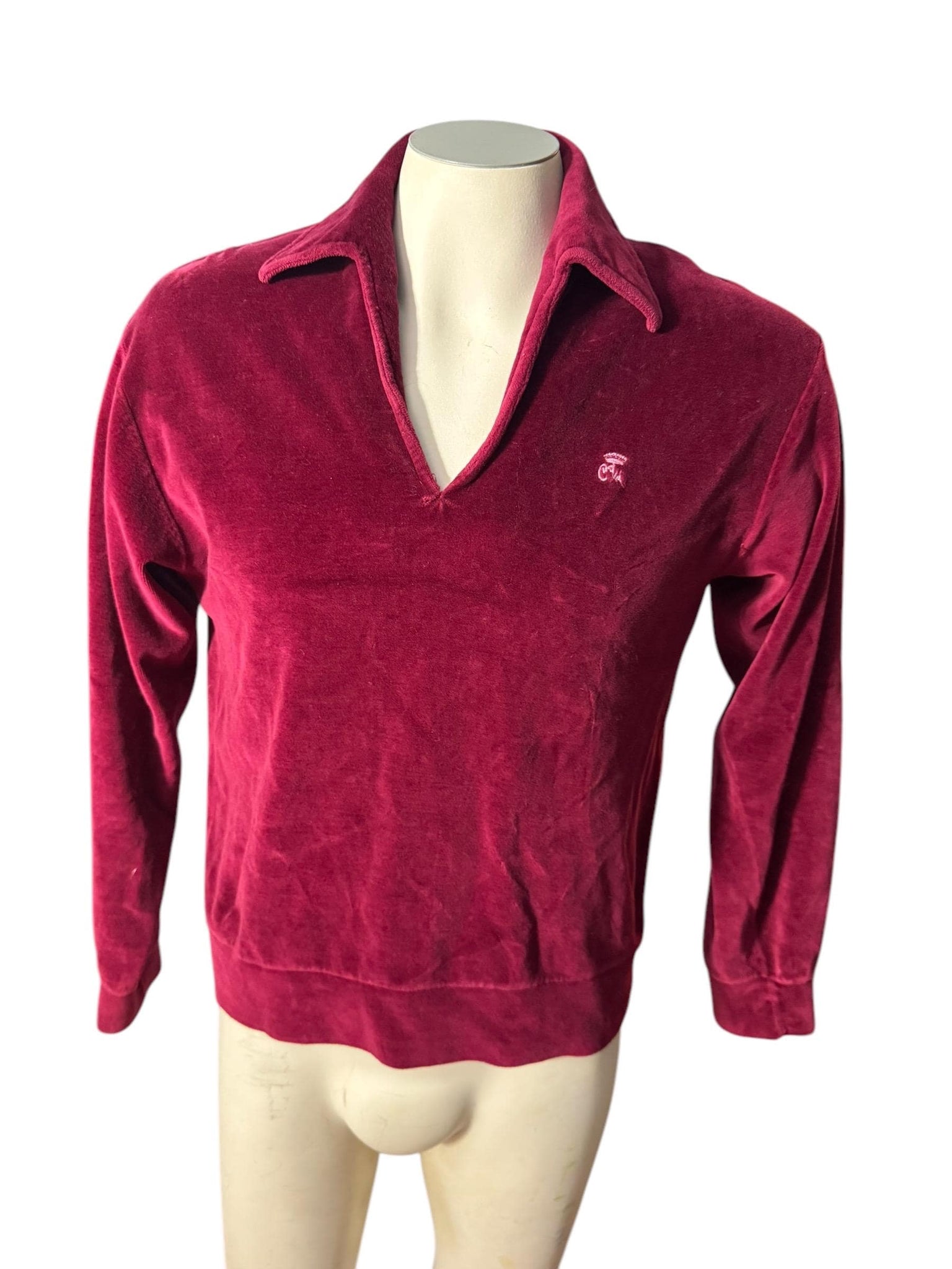 Vintage 70's men's maroon terry shirt M Countess Mara