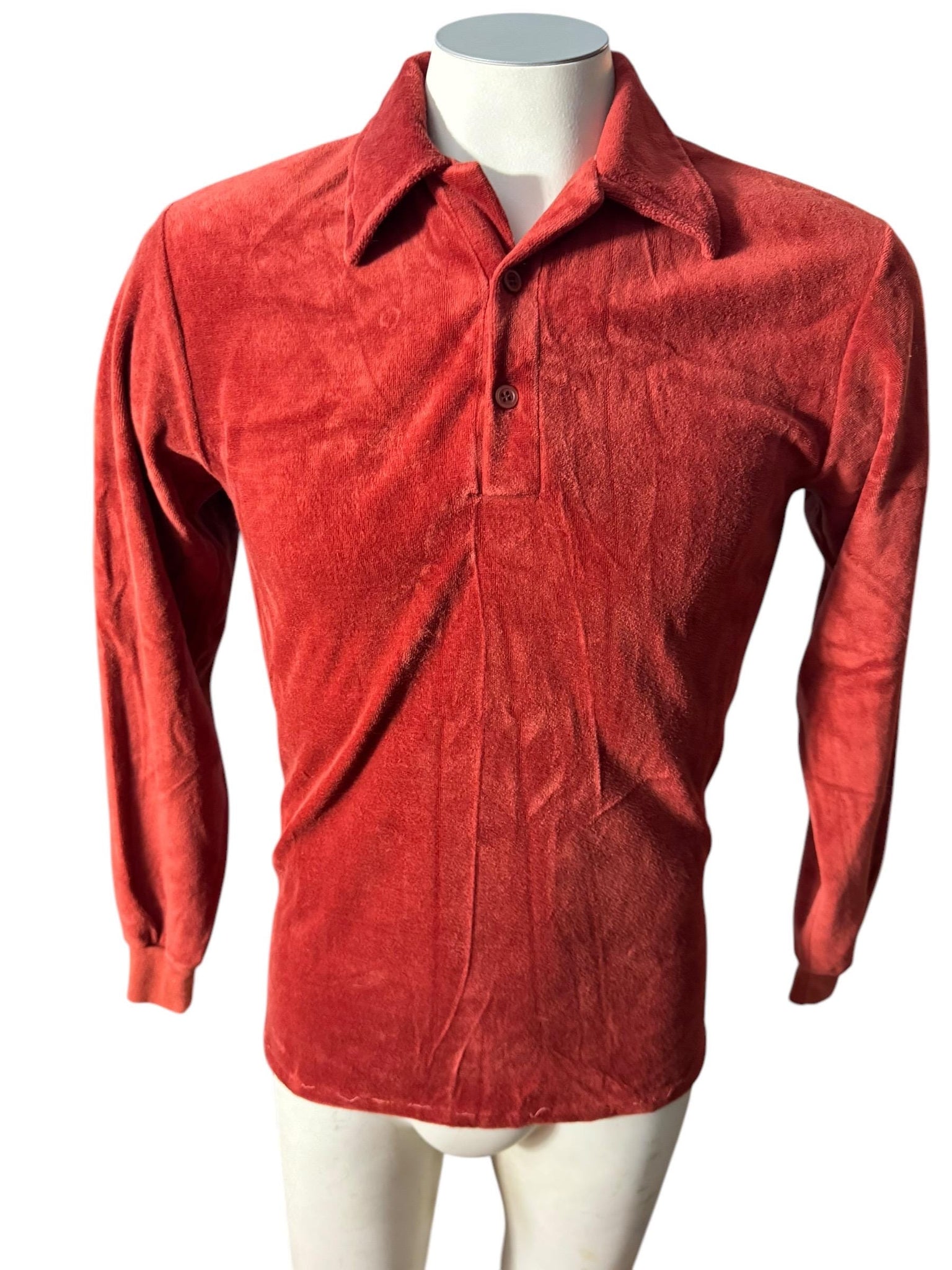 Vintage 70's men's rust terry shirt M