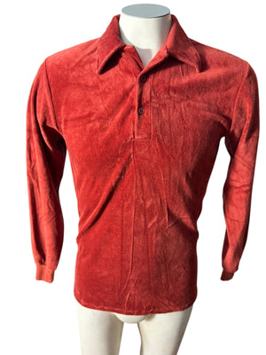 Vintage 70's men's rust terry shirt M