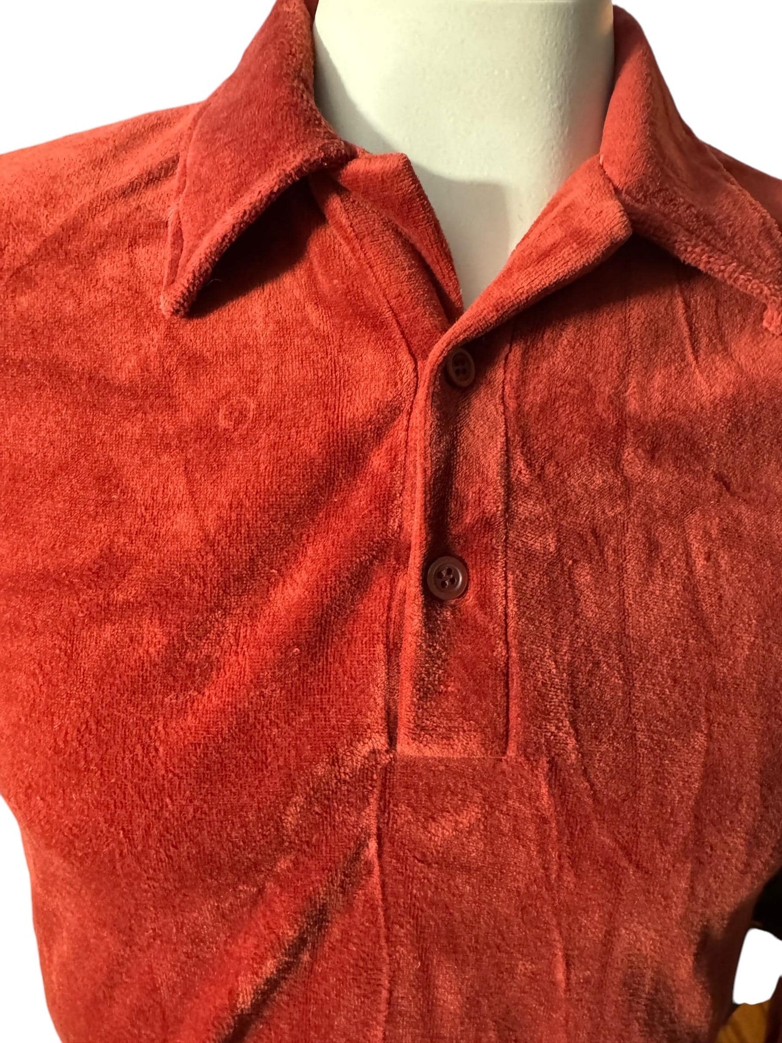 Vintage 70's men's rust terry shirt M