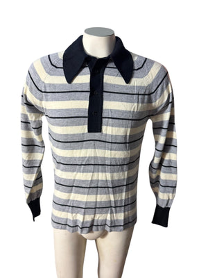 Vintage 70's men's blue striped sweater M Puritan