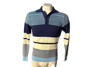 Vintage 70's men's blue striped sweater M Kings Road