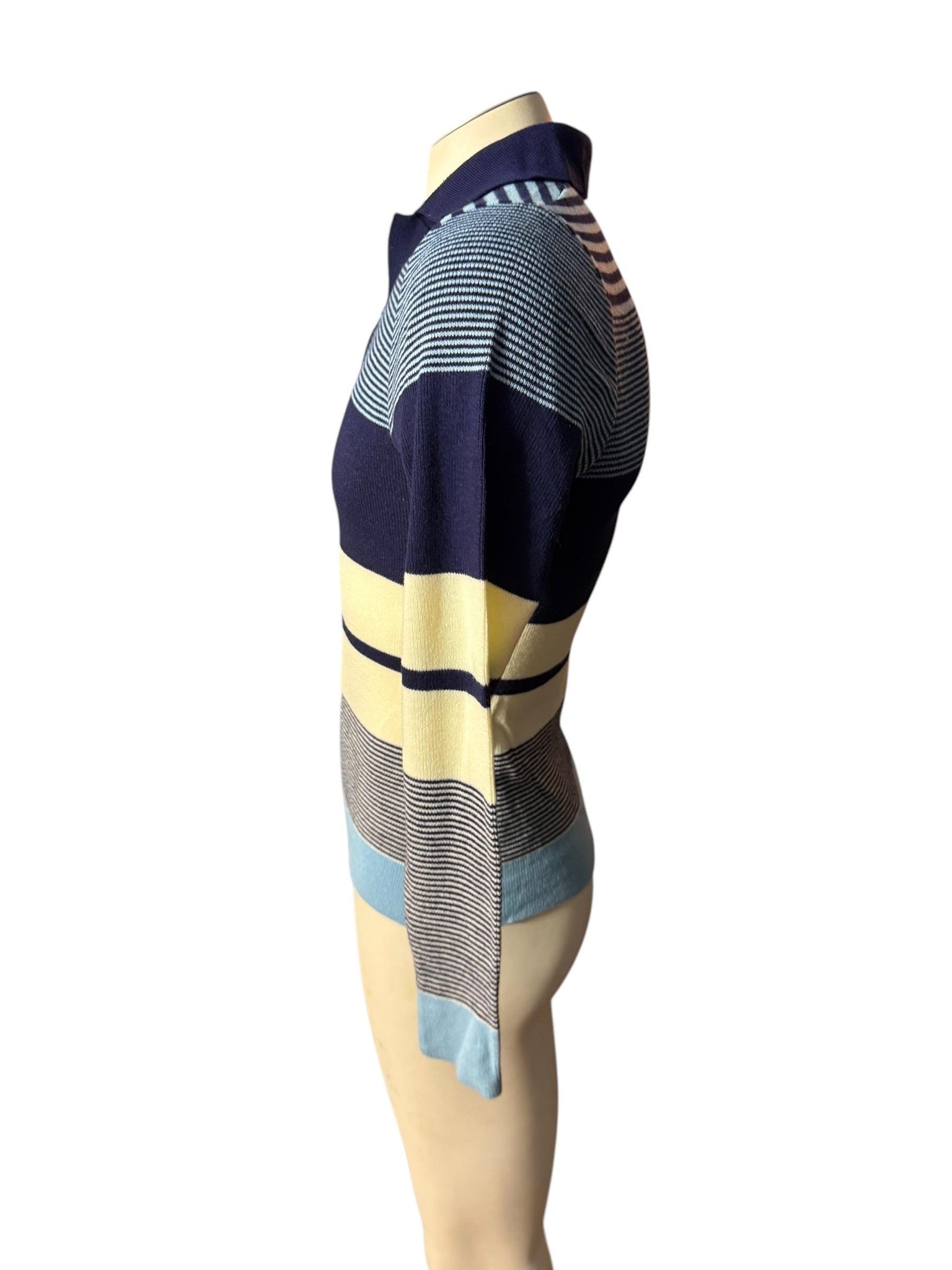 Vintage 70's men's blue striped sweater M Kings Road