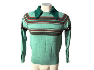 Vintage 70's men's green striped sweater M
