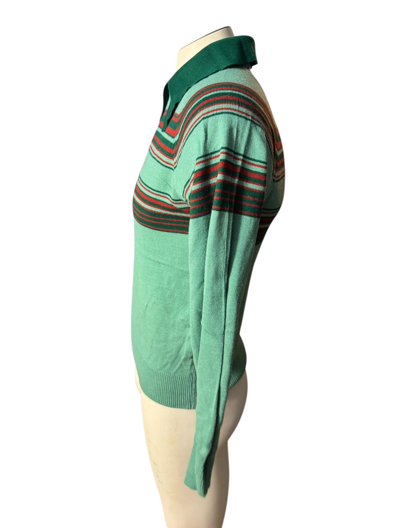 Vintage 70's men's green striped sweater M