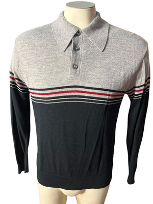 Vintage 70's men's black & gray striped sweater M Jantzen