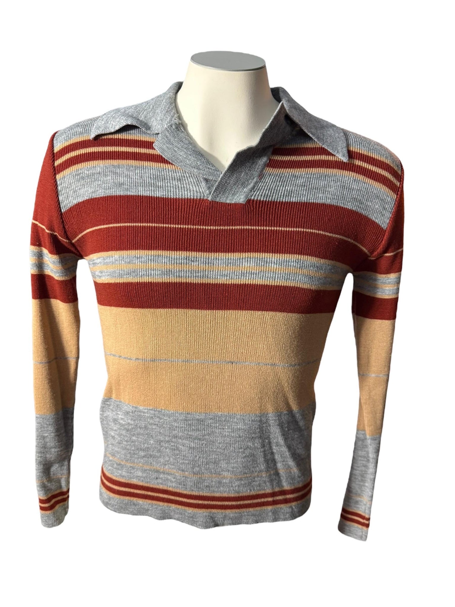 Vintage 70's men's brown striped sweater M