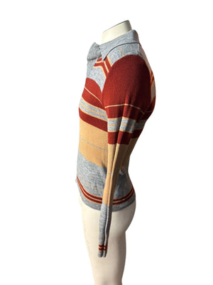 Vintage 70's men's brown striped sweater M