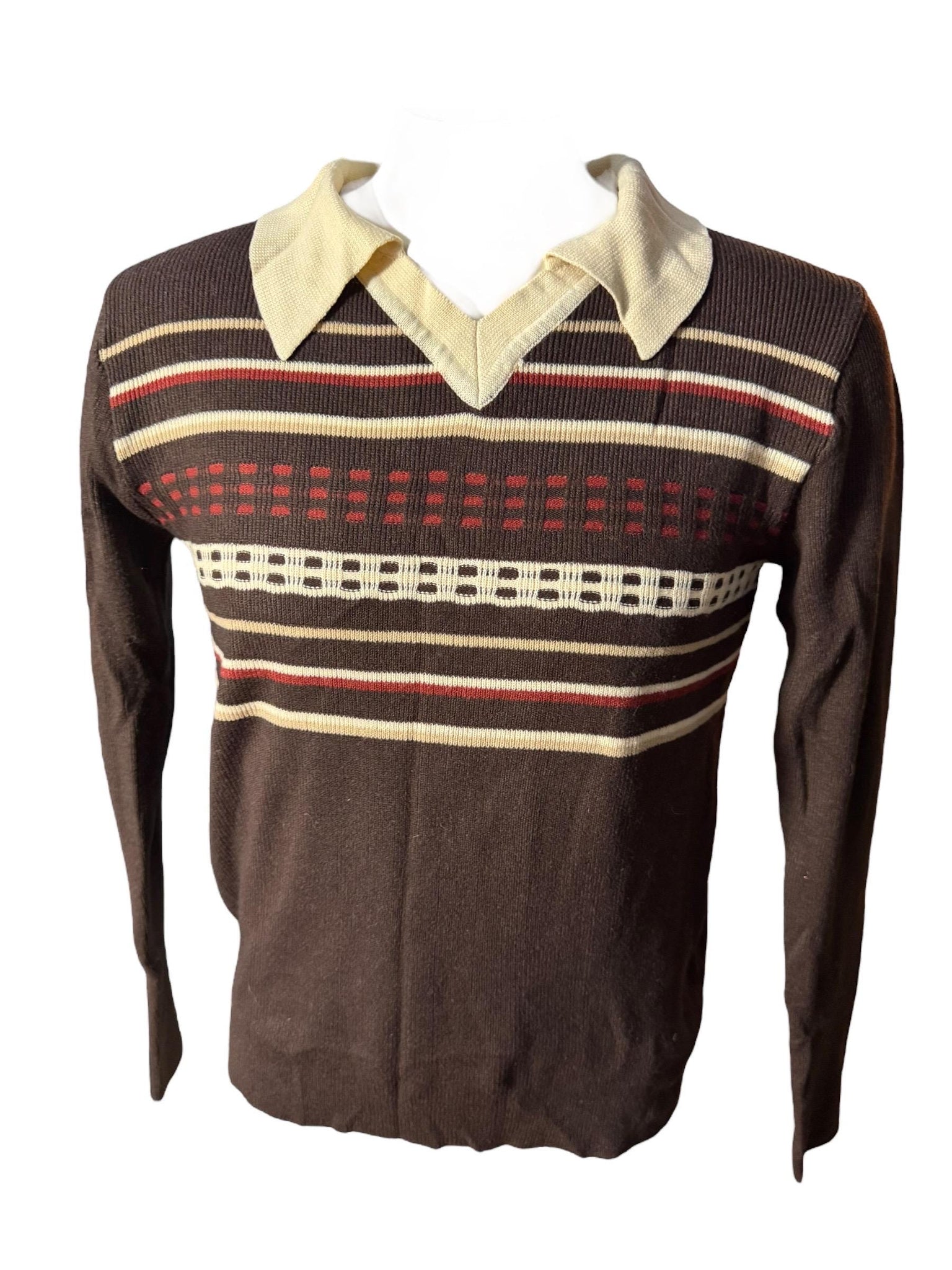 Vintage 70's men's brown striped sweater S Saturdays
