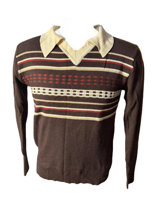 Vintage 70's men's brown striped sweater S Saturdays