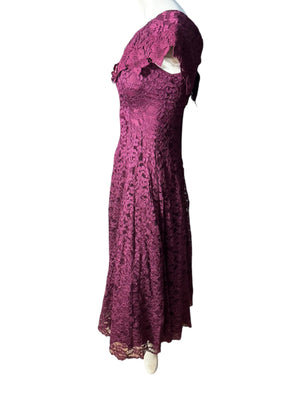 Vintage 80's maroon lace dress S 5/6 Cachet