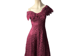 Vintage 80's maroon lace dress S 5/6 Cachet