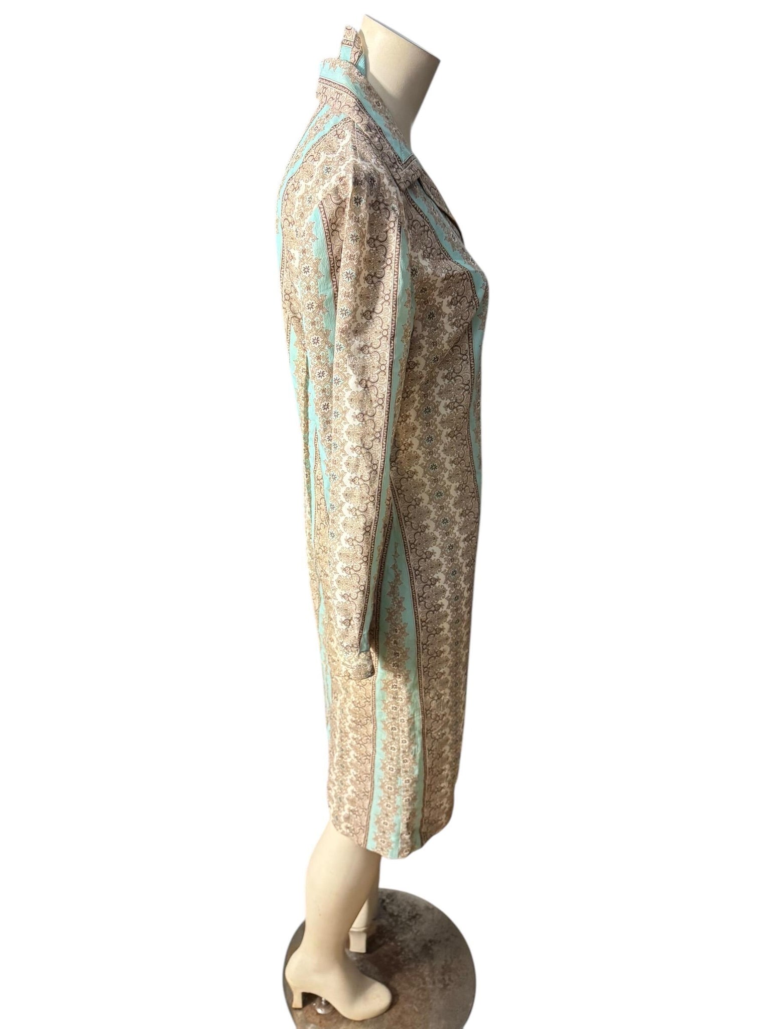 Vintage 70's pastel shirt dress L Nelly Don