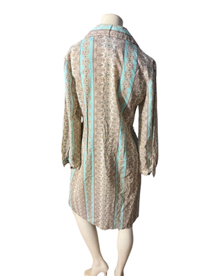 Vintage 70's pastel shirt dress L Nelly Don