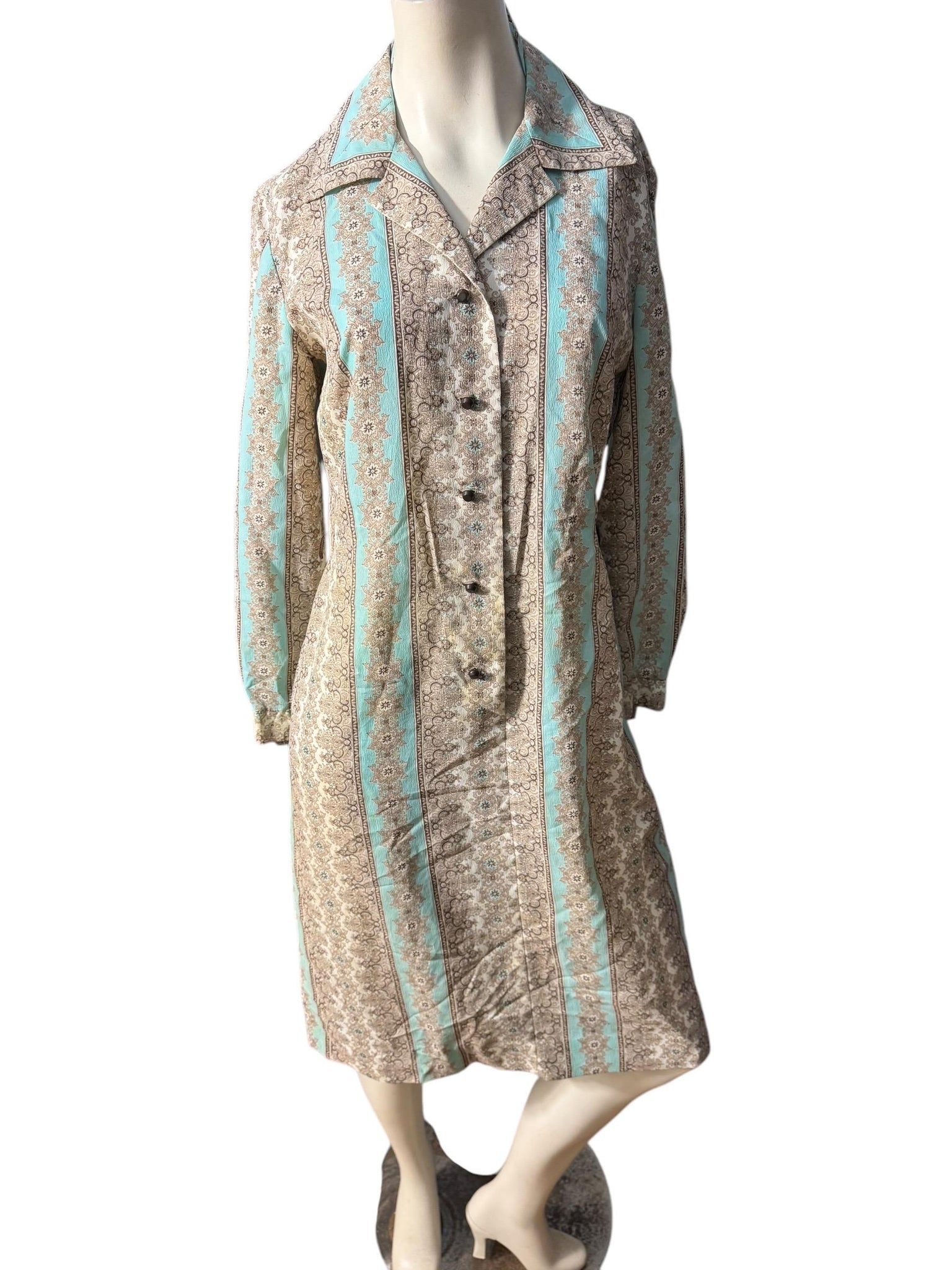 Vintage 70's pastel shirt dress L Nelly Don