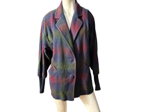 Vintage 80's plaid jacket coat L XL Miss New Yorker