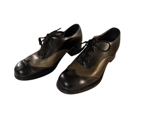 Vintage 70's oxford black & gray platform shoes M 5.5 W 7