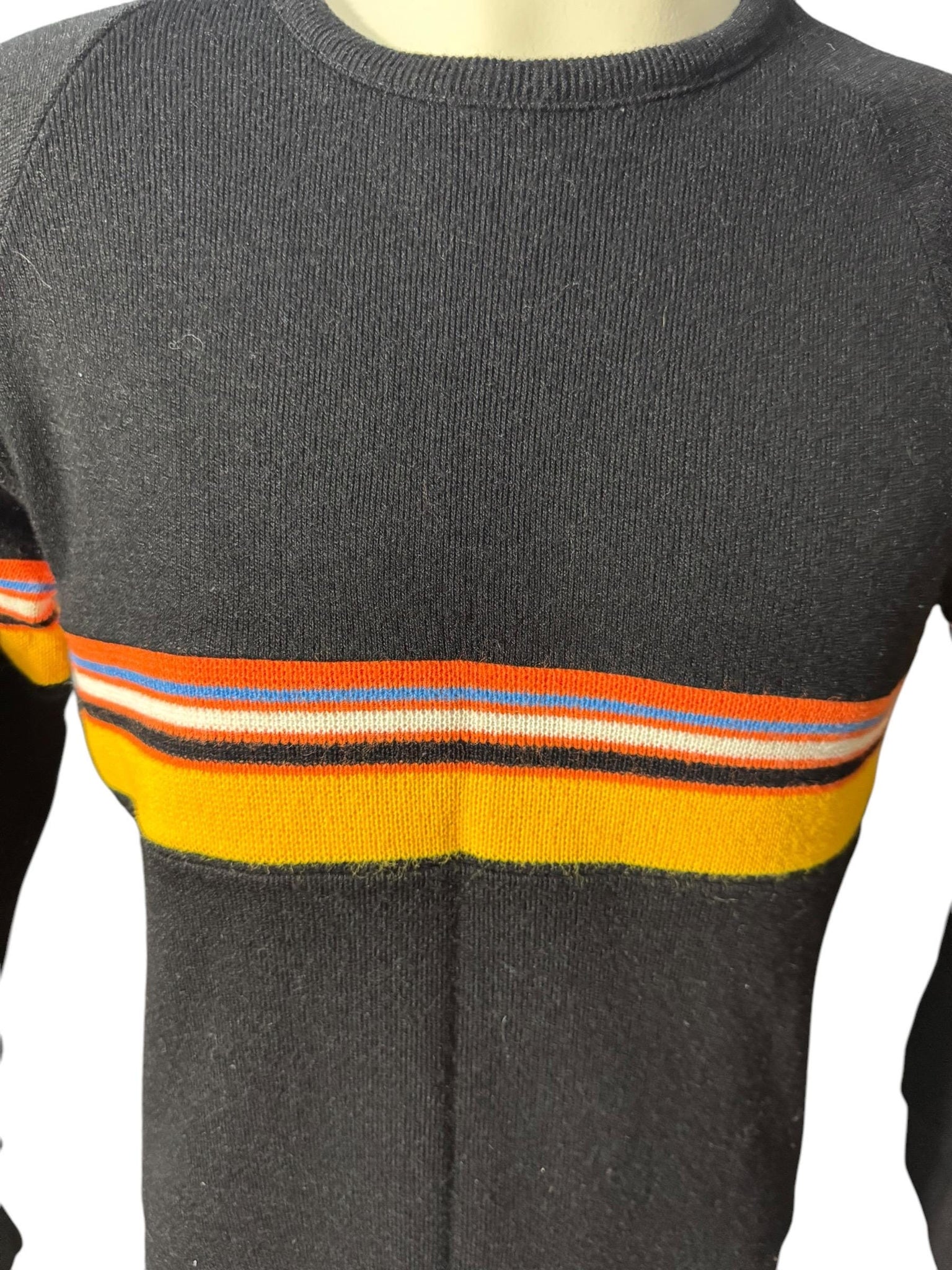 Vintage 70's black striped sweater M
