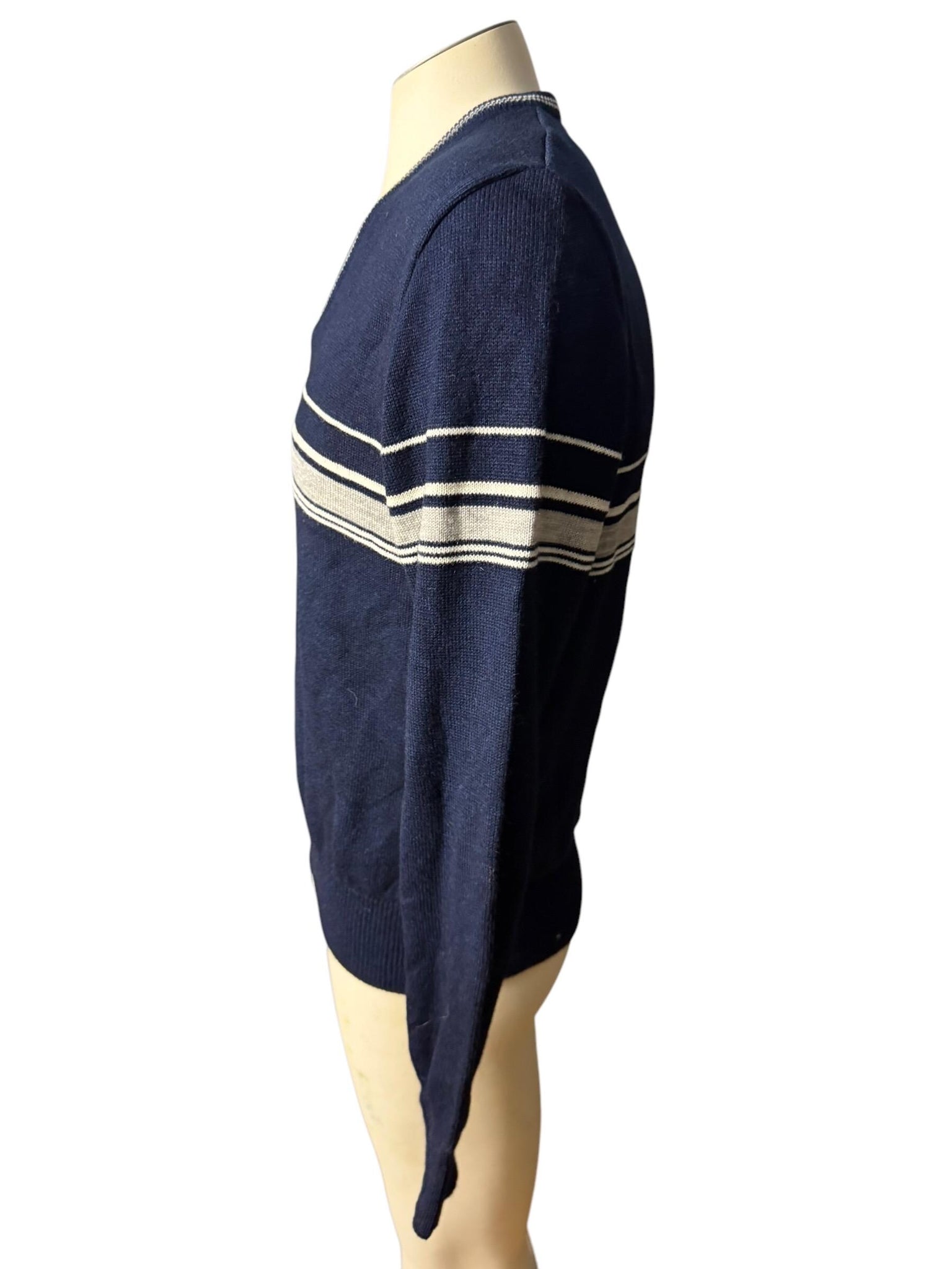 Vintage 70's men's V neck navy sweater L Andrew St John