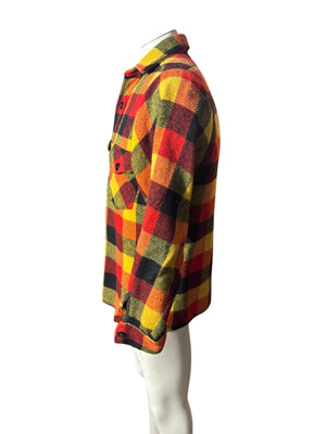 Vintage 70's wool red yellow flannel men's shirt M Artic