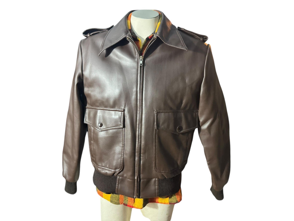 Vintage 70’s brown faux leather jacket L