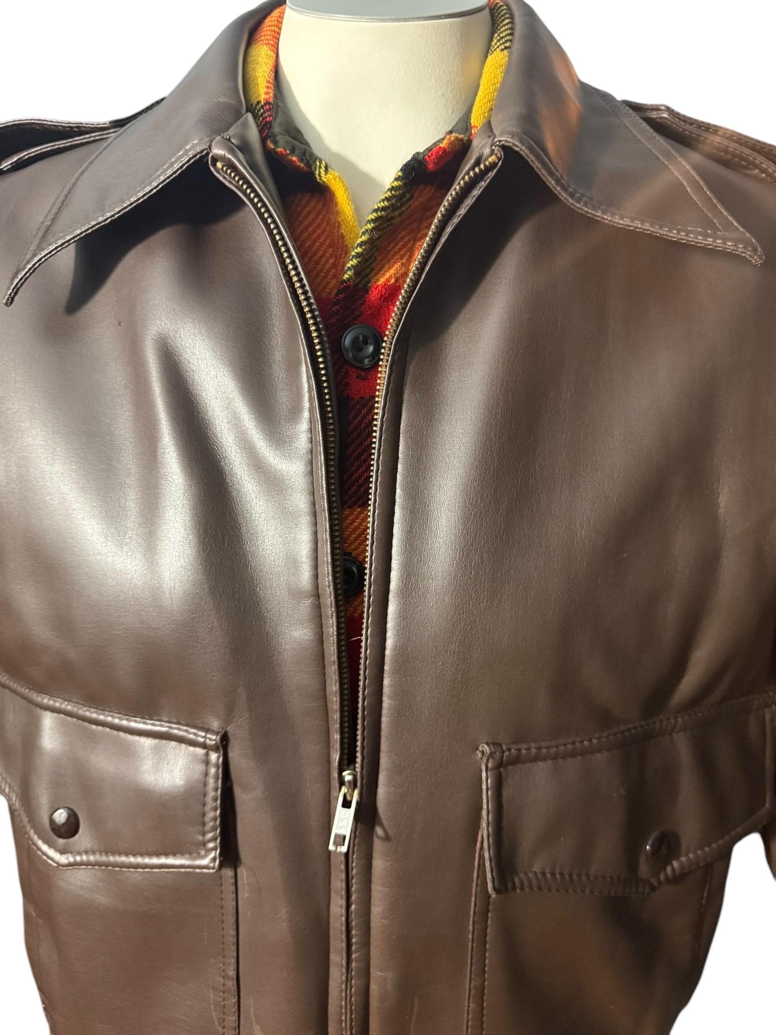 Vintage 70’s brown faux leather jacket L