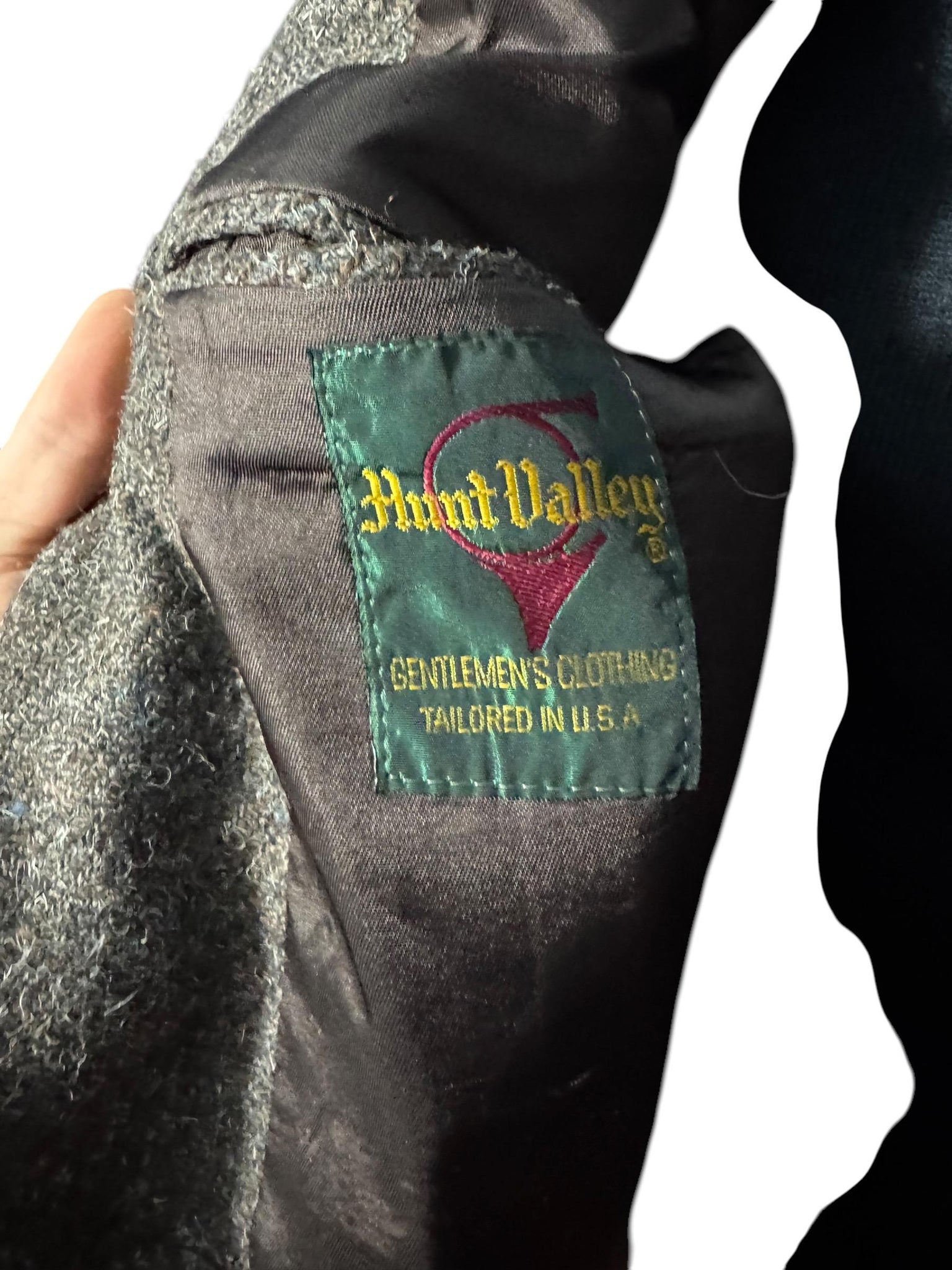 Vintage men's gray wool suit jacket 42 R Hunt Valley