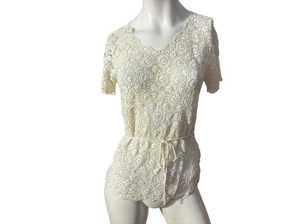 Vintage 70's hand crochet top shirt M