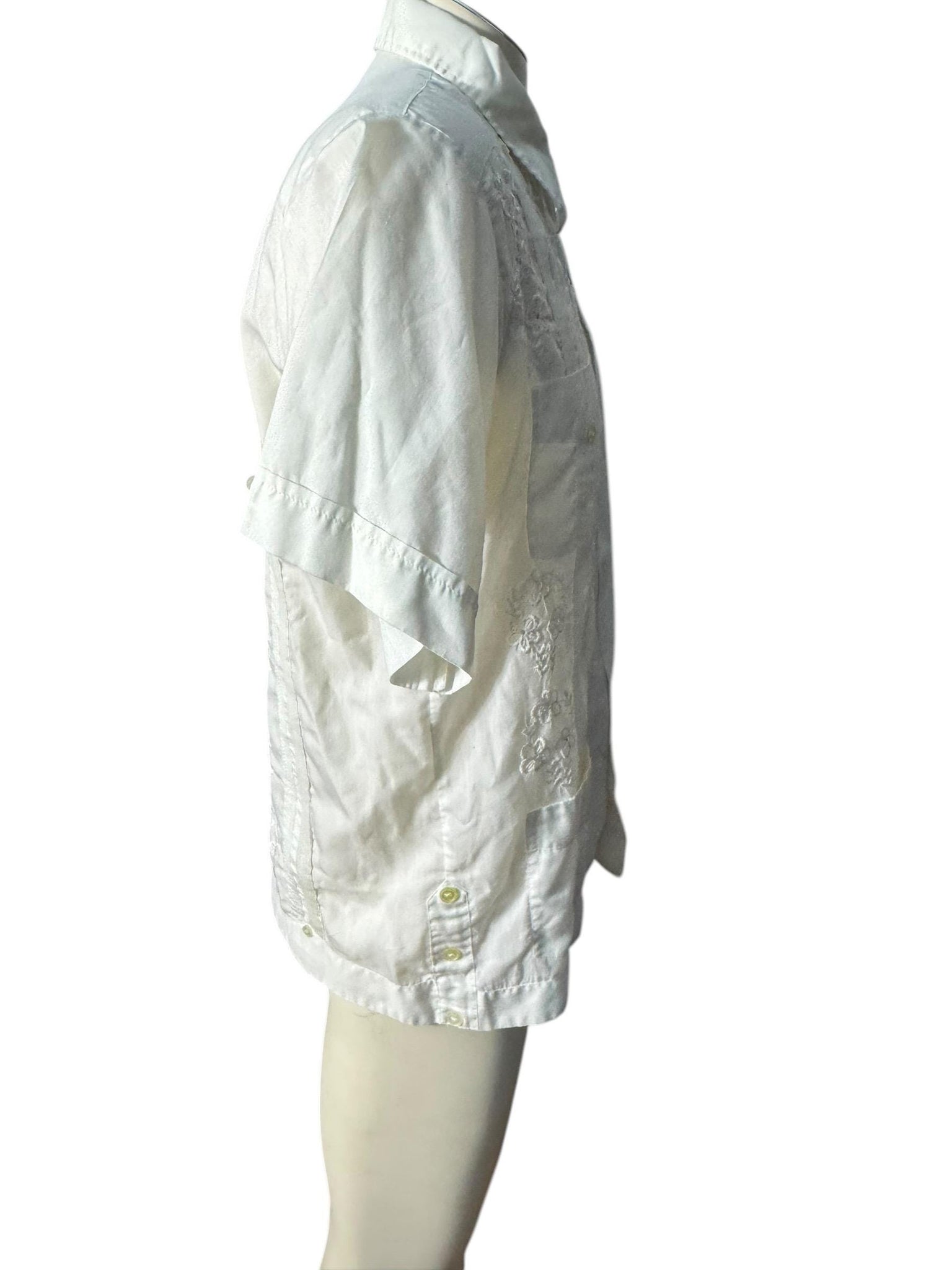 Vintage 70's Luzon white embroidered shirt S