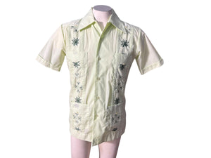 Vintage men's 70's green embroidered shirt S