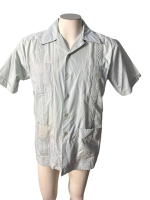 Vintage 70's Romani blue/green & tan shirt M