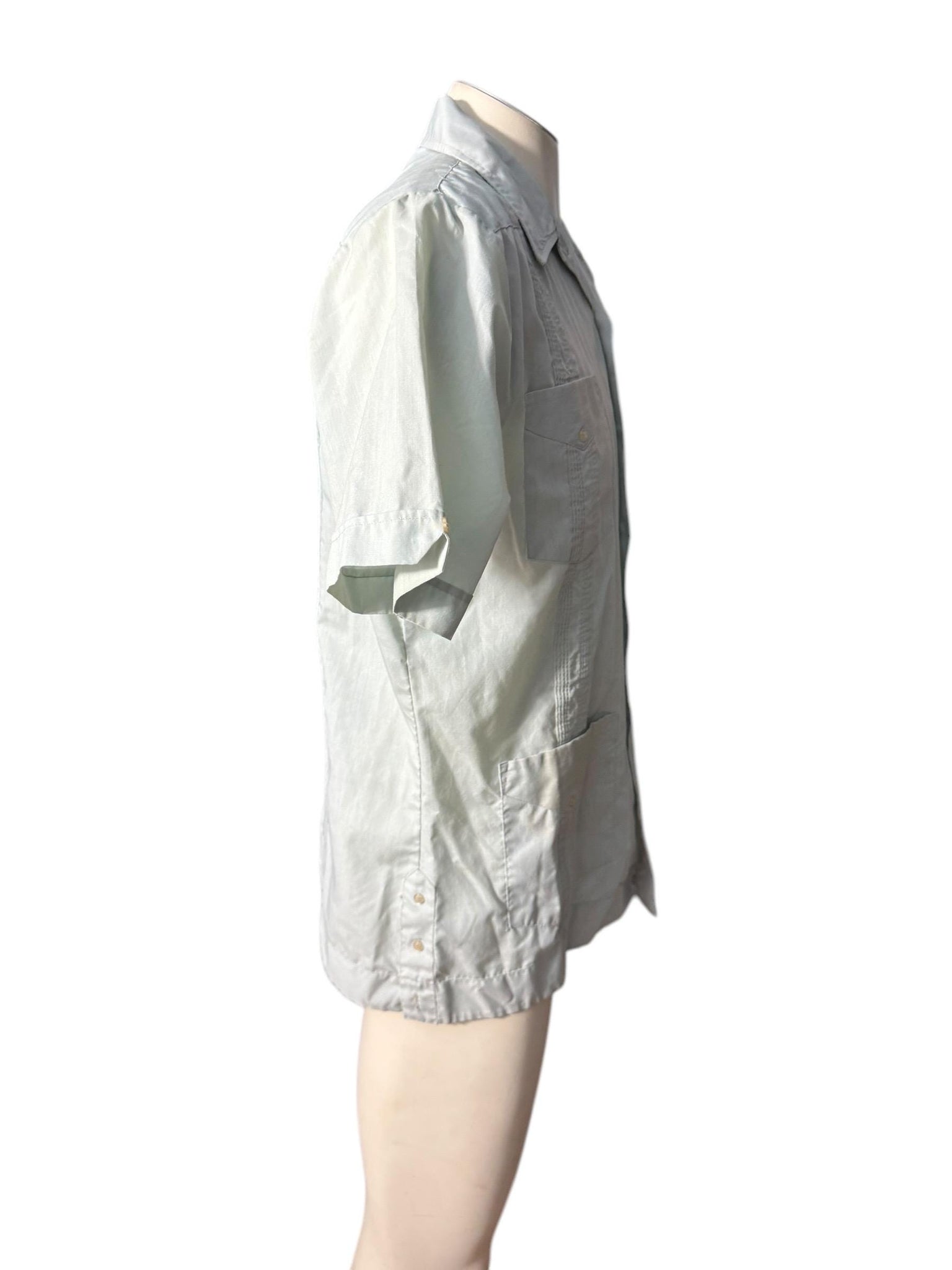 Vintage 70's Romani blue/green & tan shirt M