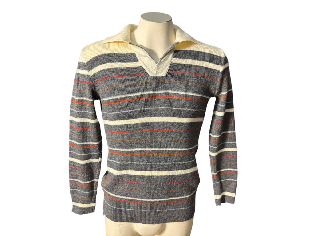 Vintage 70's men's gray striped sweater L Maison Blanche