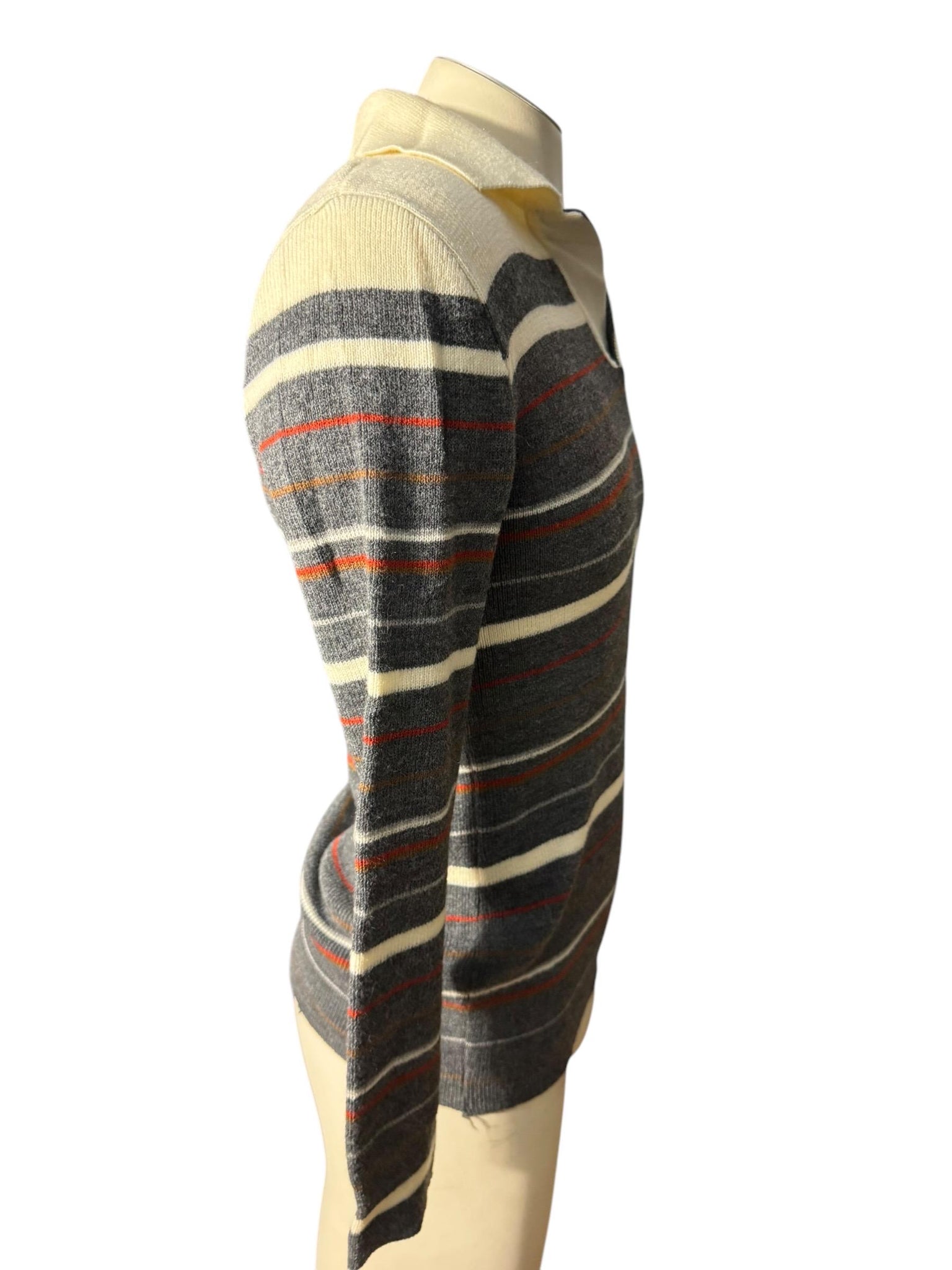 Vintage 70's men's gray striped sweater L Maison Blanche