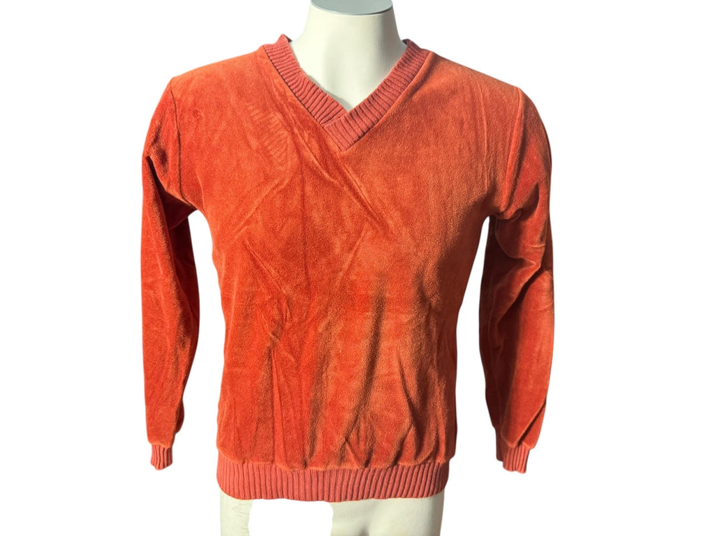 Vintage 70's men's rust velour shirt S Spark Plug