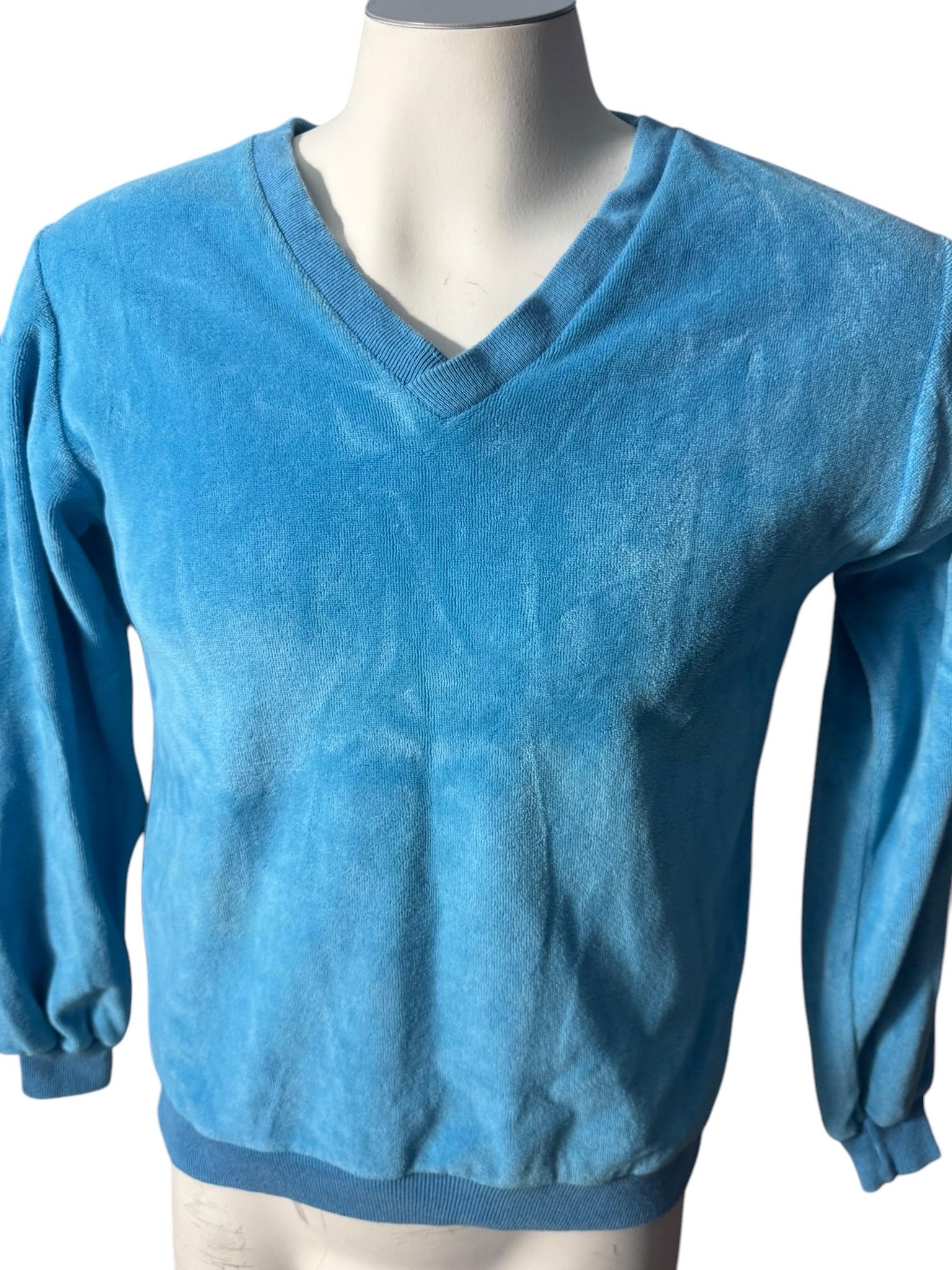 Vintage 70's men's blue velour shirt M JCPenney