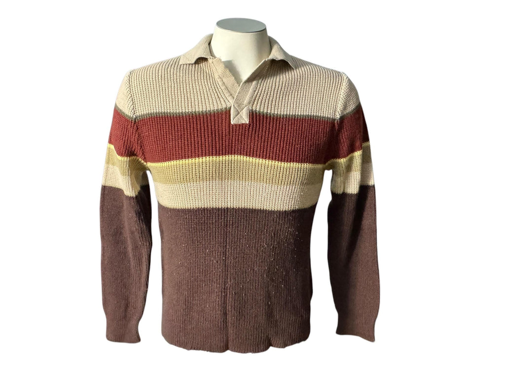 Vintage 70's men's brown striped sweater M Eiffel